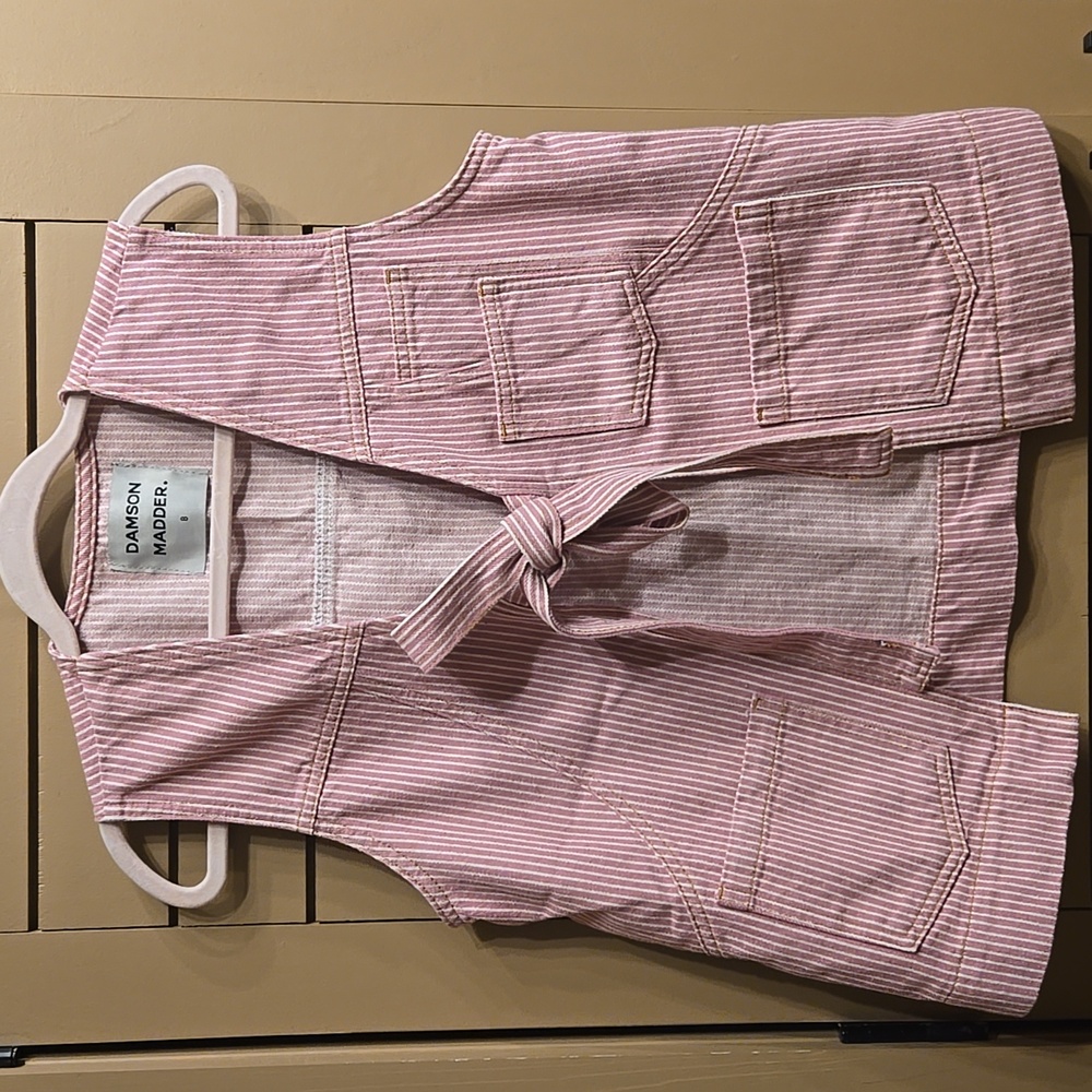 Damson Madder Dilly Vest Jacket in Pink Stripe EU Size 8/ US Size 4 - Picture 5 of 9